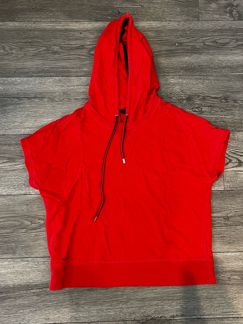 Ralph Lauren Short Sleeve Hooded Pullover Hoodie Sweatshirt Red Orange Large